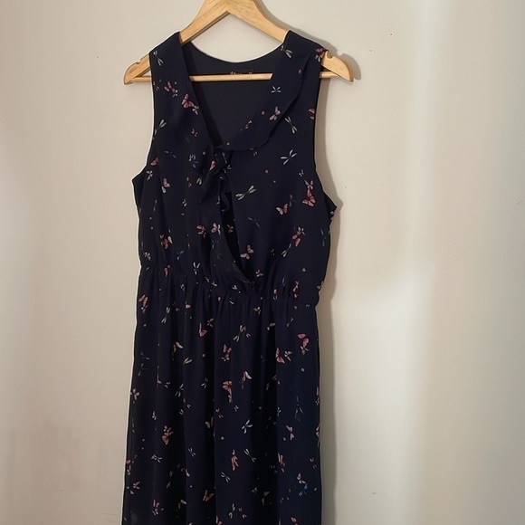 Women’s sleeveless floral ruffle drawstring flowing dress - Picture 5 of 10